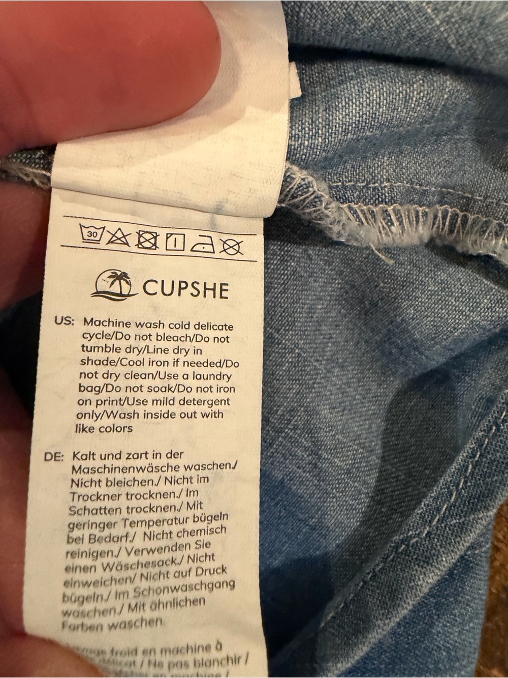 Cupshe Light Blue Washed Denim Sleeveless Mini Dress - Picture 3 of 7